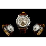 Statement Swiss Style Chronograph Watch With large stainless case and bezel,