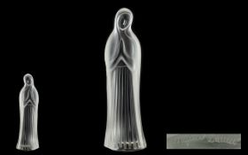 Lalique Signed Frosted Glass Statue - Depicting The Madonna Etched to Underside of Statue ' Lalique