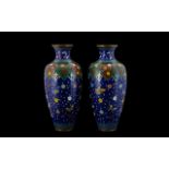 Japanese - Fine Quality Pair of 19th Century Ovoid Shaped Cloisonne Vases,