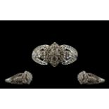 Ladies 9ct White Gold Diamond Set Cluster Ring - marked 9.375. Diamond weight marked to interior 0.