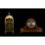 An Edwardian Inlaid Mahogany Mantle Clock silvered dial with Arabic numerals,