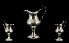 George III - Nice Quality Helmet Shaped Silver Cream Jug of Small Proportions, Hallmark Rubbed,