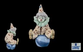 Lladro Handmade and Hand Painted Porcelain Figure ' Circus Clown ' Having a Ball. Model No 5813.