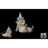 Lladro - Handmade & Hand Painted Porcelain Figure ' Circus Clown ' ' Tired Friend ' Sculpture