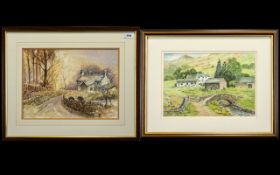 Two Framed Watercolours by Local Artists J Ogden 1992 and Margaret Peacock.