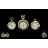 A Small Collection of Early 20th Century Ladies Silver Fob Watches ( Open Faces ) ( 3 ) In Total.