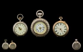 A Small Collection of Early 20th Century Ladies Silver Fob Watches ( Open Faces ) ( 3 ) In Total.