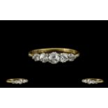 18ct Gold and Platinum Set Attractive 5 Stone Diamond Ring. c.1920's. Marked 18ct Gold and Platinum.
