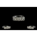 18ct White Gold Superb 3 Stone Diamond Dress Ring,