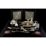 A collection Of Silver Plated Items To include two Danish spill vases, Chamber stick and snuffer,