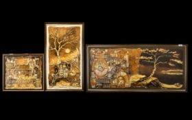 Cyril Barnes (1926-2000) Three Original Mixed Media On Board Each in relief, mixed media in tertiary