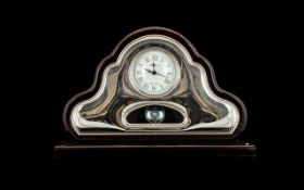 Valdi & Co - Italian Contemporary Impressive Looking Italian Mantel Clock with Silver Tone Front,