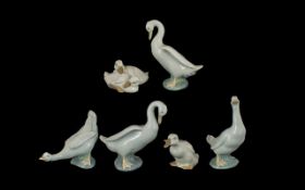 Collection Of Six Nao Figures To Include Various Geese And Ducks, All Marked To Base,