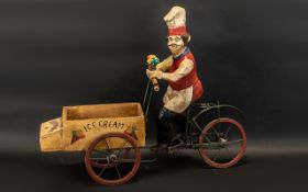 Vintage Style Italian Ice Cream Seller Figure on Bicycle.