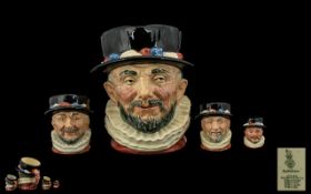 Royal Doulton Collection of Hand Painted Character Jugs ( 4 ) In Total - Regular Issue ' Beefeater