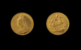 Queen Victoria 22ct Gold Jubilee Head Full Sovereign - Date 1890.