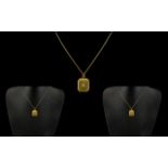 Antique Period - Attractive 15ct Brushed Gold Hinged Locket ( 8 Sided ) Set with Diamonds to