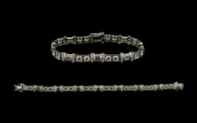 Ladies 14ct White Gold CZ Set Bracelet of Impressive Form / Design.