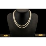 A Ladies Superb Double Strand Cultured Pearl Necklace with 9ct Clasp and Safety Chain From The