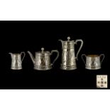 Martin Hall & Co Mid Victorian Period Superb Quality Silver Plated ( 4 ) Piece Tea Service with