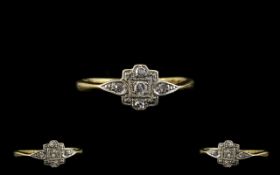 Edwardian Period Attractive 18ct Gold and Platinum Diamond Set Dress Ring.