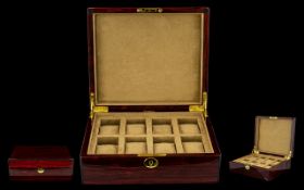 Hillwood - London Delux Version Polished Rosewood Lidded Watch Box with Storage for 8 Watches with