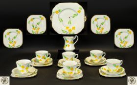 'Phoenix' Bone China Part Tea Set comprising six tea cups, six saucers, six sandwich/cake plates,