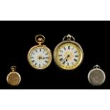 1920's Ladies 9ct Gold Cased Keyless Fob Watch with Ornate While Porcelain Dial,