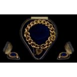 Edwardian Period Superb Quality 9ct Gold Curb Bracelet with 9ct Gold Padlock and Safety Chain.