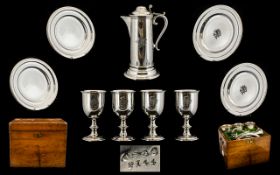 Victorian Period Fine Silver Plated Church Communion Set,