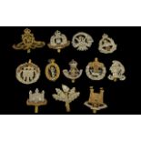 Collection Of 12 Military Cap Badges To Include Suffolk Hussars, Cornwall, Northamptonshire,