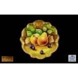 Coalport - Hand Painted Fruits Cabinet Plate with Shaped Gold Borders by Maureen Gosling ' Fallen