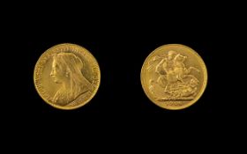 Queen Victoria 22ct Gold - Old Head Full Sovereign - Date 1990.