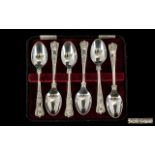 Edward VIII - Boxed Set of Six Kings Pattern Silver Teaspoons. Look Unused. Maker E. Viner.