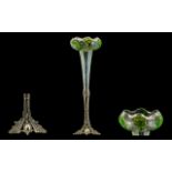 Art Nouveau - Tulip Shaped Superb Silver Plated and Cut Glass Single Epergne Vase Pleasing Design