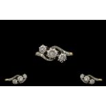 ANTIQUE 18ct DIAMOND RING. 18ct 3 stone diamond illusion set, good colour and sparkle, ring size L