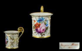 French Empire - Superb Quality Hand Painted Porcelain Cup to Celebrate the Birth of a Child with