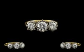 18ct Gold and Platinum 3 Stone Diamond Ring. c.1930's.