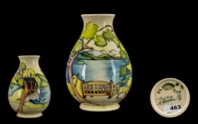 Moorcroft - Superb Signed Ltd and Numbered Edition Tubelined Ovoid Shaped Vase ' Friars Crag ' View.