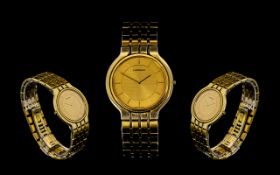 Lassale - Seiko Gold Tone Steel Slim fold Wrist Watch ( Dress ) with Integral Bracelet.