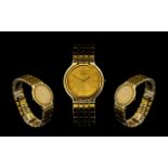 Lassale - Seiko Gold Tone Steel Slim fold Wrist Watch ( Dress ) with Integral Bracelet.