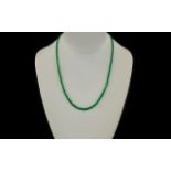 A Small Strand Emerald Beads Necklace with 18ct Gold Clasp. Marked 750. 16 Inches - 40 cm In length.