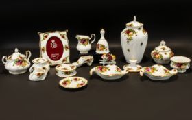 Collection of Royal Albert Old Country Roses Bone China consisting of lidded jar 9" tall,