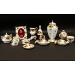 Collection of Royal Albert Old Country Roses Bone China consisting of lidded jar 9" tall,