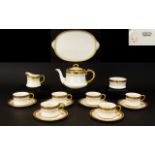 Cauldon China Coffee Set - for six. With a black and gold pattern circa 1960's, on a china tray