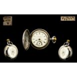 Illinois Watch Company Full Hunter - Keyless Coin Silver Pocket Watch. c.1880.