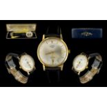 Rotary - Gents Mechanical Automatic 21 Jewels 9ct Gold Case Gents Wrist Watch with Later Leather