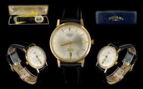 Rotary - Gents Mechanical Automatic 21 Jewels 9ct Gold Case Gents Wrist Watch with Later Leather