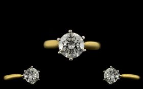 18ct Gold Single Stone Diamond Set Ring of Excellent Quality.