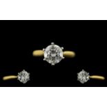 18ct Gold Single Stone Diamond Set Ring of Excellent Quality.